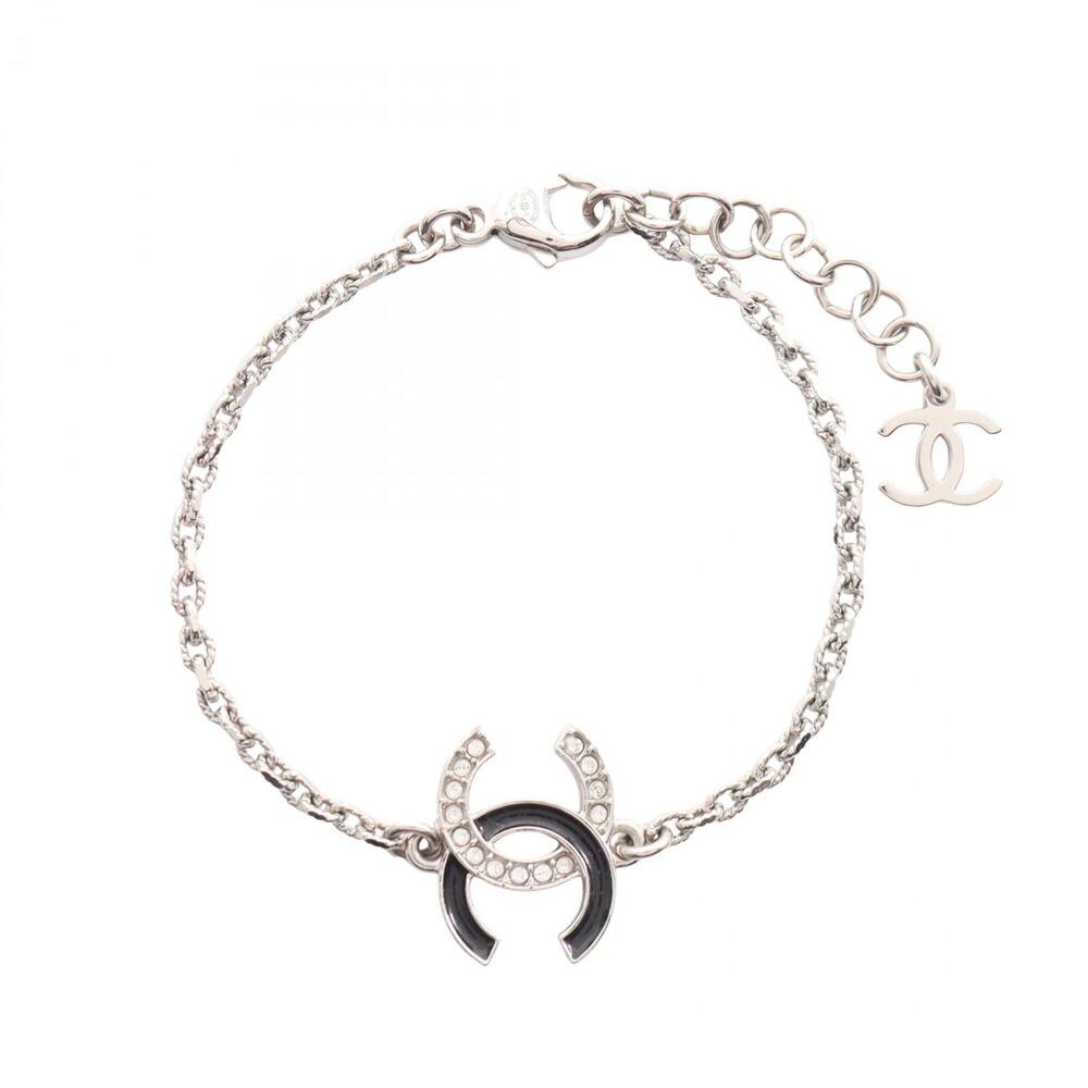CHANEL Silver Logo Charm Bracelet